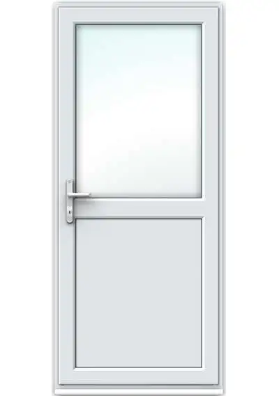 Half Glazed uPVC Single Door - Flat Panel