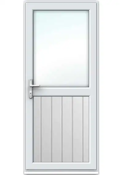 Half Glazed uPVC Single Door - Tongue & Groove Panel