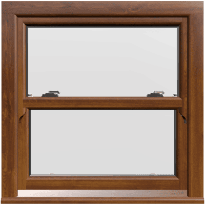 uPVC Golden Oak Sliding Sash Window - Build Your Own