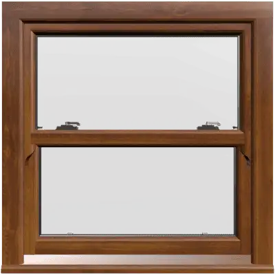 uPVC Golden Oak Sliding Sash Window - Build Your Own