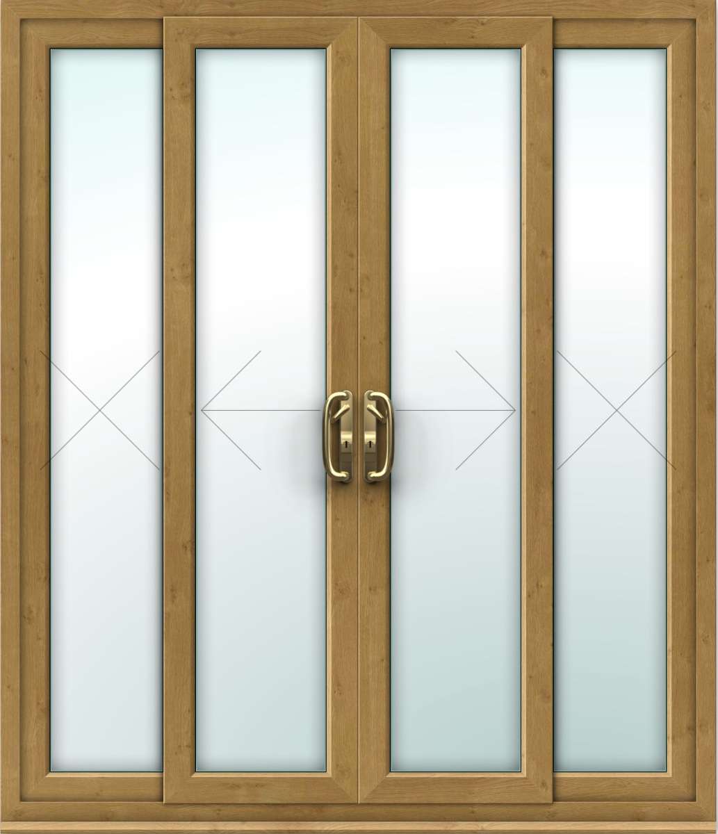 Irish Oak uPVC Sliding 4 Pane Patio Door Made to Measure