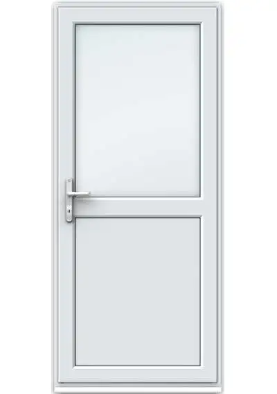 Full Flat Panel uPVC Single Door with Midrail