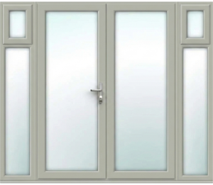 Agate Grey French Doors with Opening Side Panels - Made to Measure