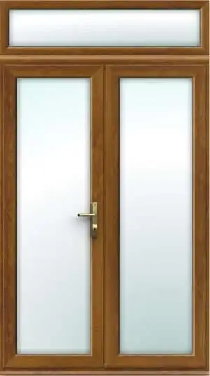 uPVC Golden Oak French Doors with Top Panel - Made to Measure