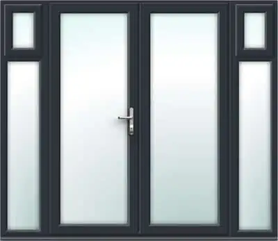 Anthracite Grey French Doors with Opening Side Panels - Made to Measure
