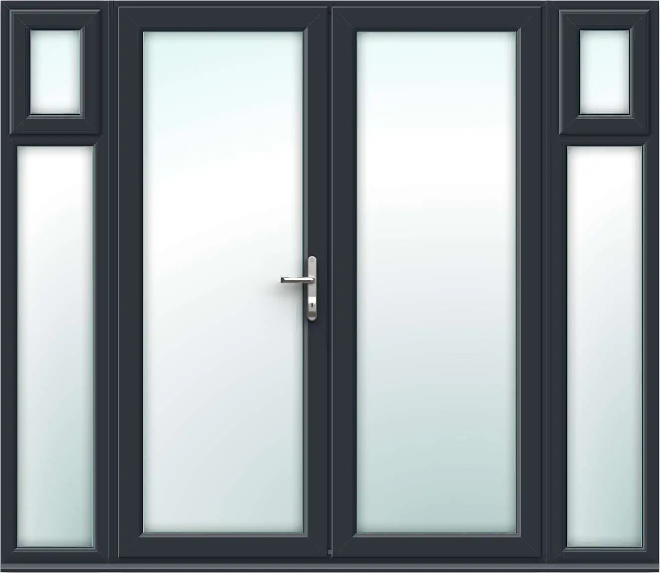 Anthracite Grey French Doors with Opening Side Panels - Made to Measure