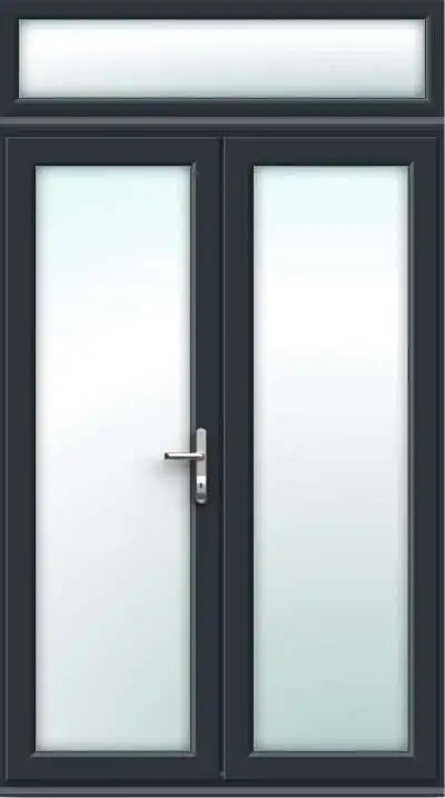 Anthracite Grey French Doors with Top Panel - Made to Measure