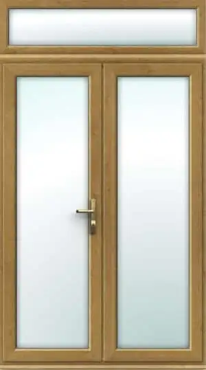 uPVC Irish Oak French Doors with Top Panel - Made to Measure