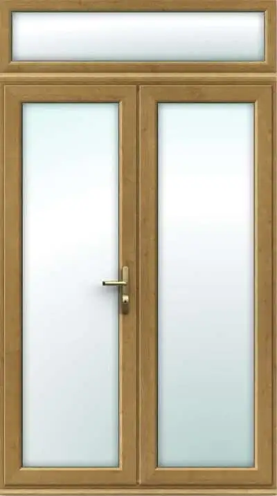 uPVC Irish Oak French Doors with Top Panel - Made to Measure
