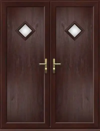 French Door with Woodrow Diamond Glazed Panel - Rosewood