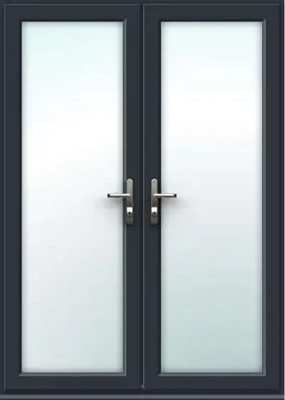 1490mm x 2090mm - Anthracite Grey on White uPVC French Doors