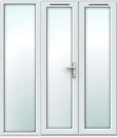 1790mm x 2090mm - White uPVC French Doors with Wide Side Panel