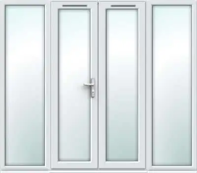 2390mm x 2090mm - White uPVC French Doors with Wide Side Panels