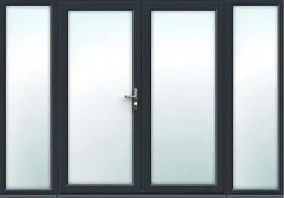 2990mm x 2090mm - Grey-on-White uPVC French Doors with Wide Side Panels