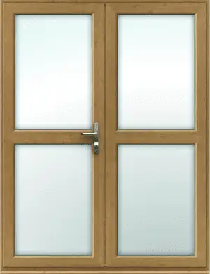 uPVC Irish Oak French Door with Midrails - Made to Measure