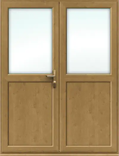 uPVC Irish Oak French Door with Half Panel - Made to Measure